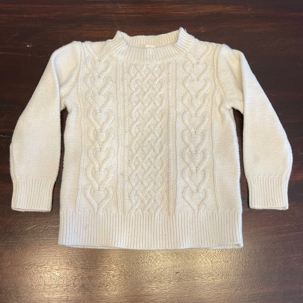 Crewcuts Cream Cable Knit Crew Neck‎ Sweater Kids Size 4 5 Cotton Fisherman